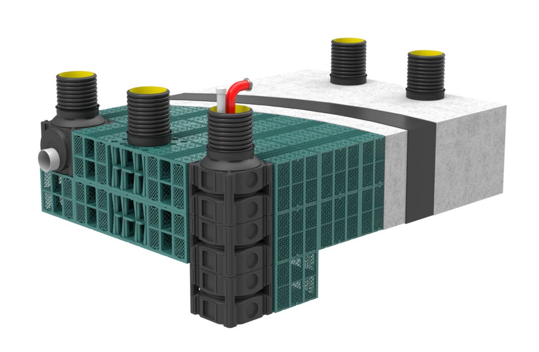 Bild 1_FRÄNKISCHE_RigoCollect Löschwasserbehälter mit QuadroTake Entnahmeschacht